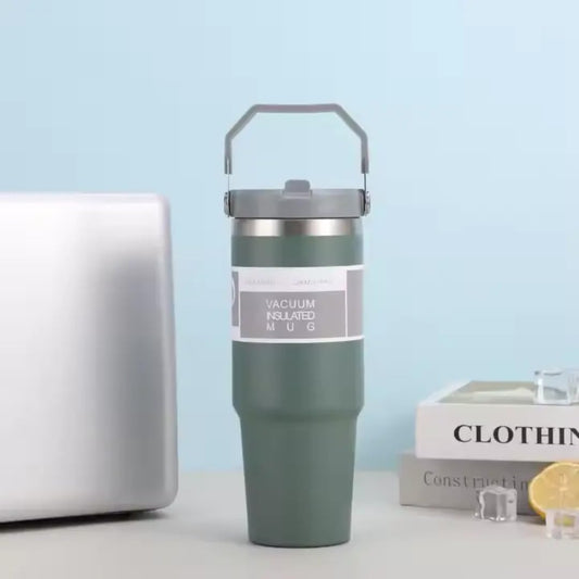 feasiiblefare 900 ml Stainless Steel Insulated Tumbler with Straw | Double Wall Vacuum Travel Mug | Leak-Proof, BPA-Free, Hot & Cold Water Bottle for Office, Gym, Car, Camping(Multicolors)