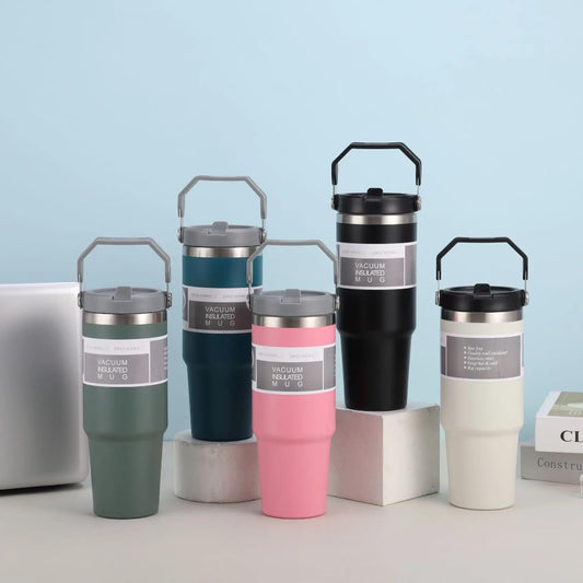 feasiiblefare 900 ml Stainless Steel Insulated Tumbler with Straw | Double Wall Vacuum Travel Mug | Leak-Proof, BPA-Free, Hot & Cold Water Bottle for Office, Gym, Car, Camping(Multicolors)